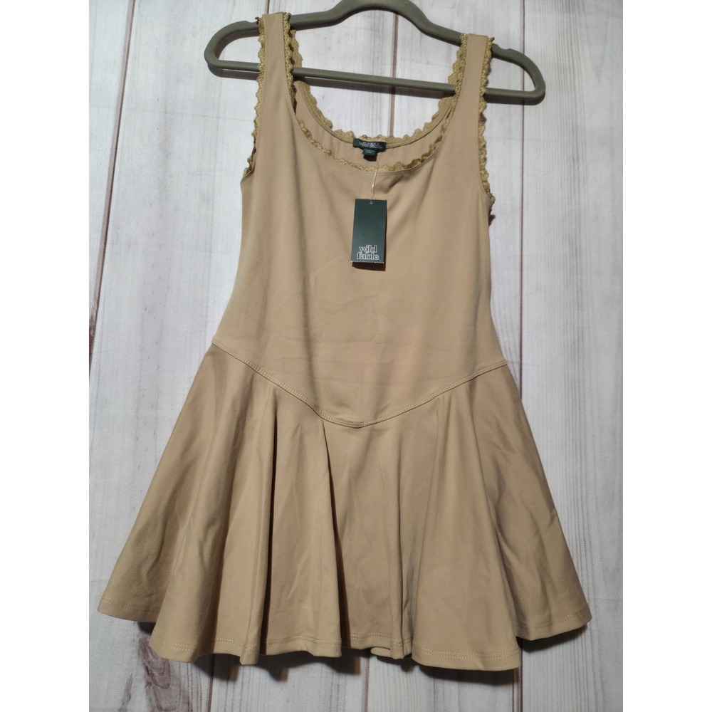 Wild Fable Tan Lace Trim Skort Romper Dress Sleeveless Small NWT